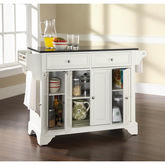 Lafayette Kitchen Island in White Finish with Solid Black Granite Top