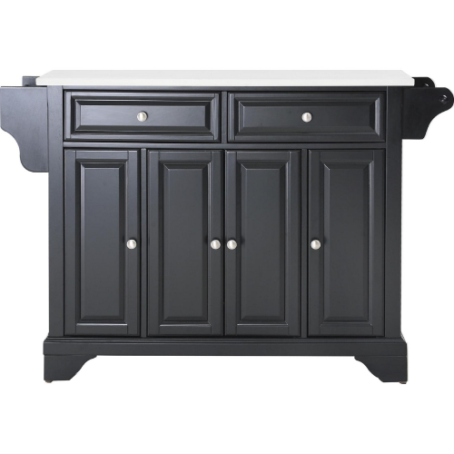 Lafayette Kitchen Island Cart in Black Finish with White Granite Top