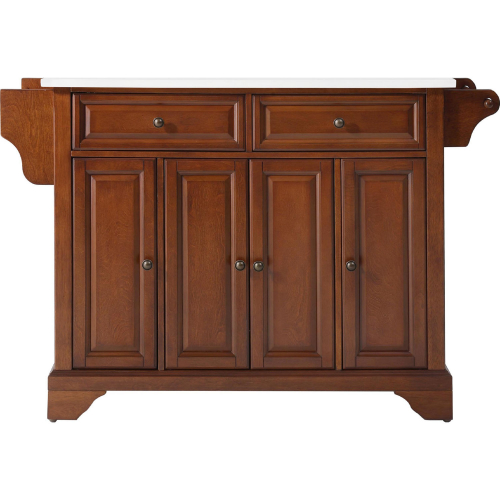 Lafayette Kitchen Island Cart in Cherry Finish with White Granite Top