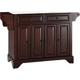 Lafayette Kitchen Island Cart in Mahogany Finish with White Granite Top