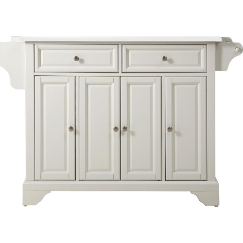 Lafayette Kitchen Island Cart in White Finish with White Granite Top