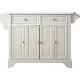 Lafayette Kitchen Island Cart in White Finish with White Granite Top