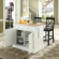 Oxford Kitchen Island Set in White & Butcher Block with Black X Back Stools