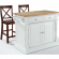 Oxford Kitchen Island Set in White & Butcher Block with Black X Back Stools