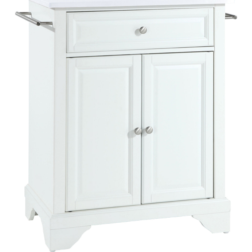 Lafayette Portable Kitchen Island Cart in White Finish with White Granite Top