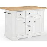 Julia Kitchen Island in White with Natural Wood Top