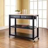 Kitchen Prep Cart in Black Finish w/ Natural Wood Top