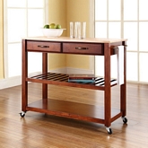 Kitchen Prep Cart in Classic Cherry Finish w/ Natural Wood Top