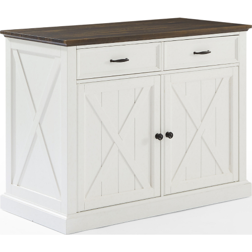 Clifton Kitchen Island in Distressed White & Brown Finish