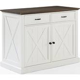 Clifton Kitchen Island in Distressed White & Brown Finish