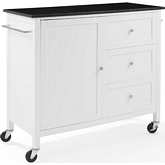 Soren Kitchen Island Cart in White Finish with Black Granite Top