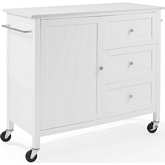 Soren Kitchen Island Cart in White Finish with White Stone Top