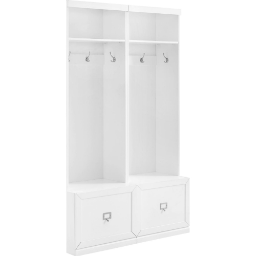 Harper 2 Piece Hall Tree Entryway Set in White Finish