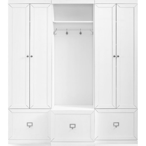 Harper 3 Piece Hall Tree & 2 Pantry Closets Entryway Set in White Finish