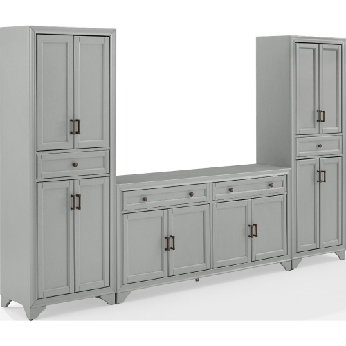 Tara 3 Piece Entertainment Center in Distressed Gray Finish