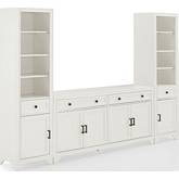 Tara 3 Piece Entertainment Center in Distressed White Finish