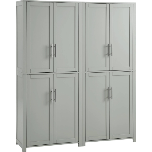 Savannah 2 Piece Pantry Cabinet Set in Gray