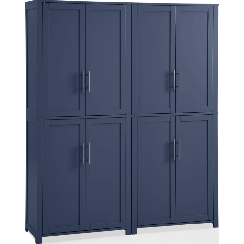 Savannah Kitchen Storage Pantry Set in Navy Blue Finish Wood (Set of 2)