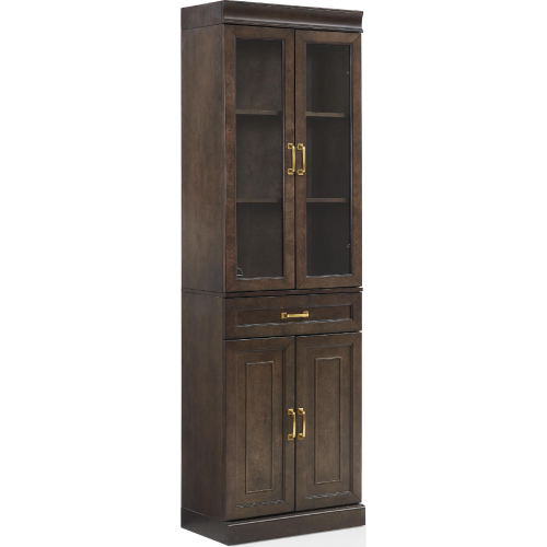 Stanton Kitchen Pantry Cabinet Coffee Finish Wood & Glass