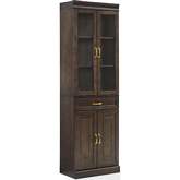 Stanton Kitchen Pantry Cabinet Coffee Finish Wood & Glass