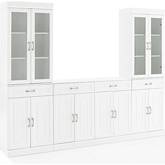 Stanton 3 Piece Sideboard & Glass Door Cabinet Set in White Finish