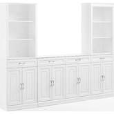 Stanton 3 Piece Sideboard & Storage Bookcase Set in White Finish Wood