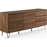 Teagan Record Storage TV Stand Sideboard in Brown Oak Finish
