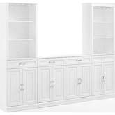 Stanton 3 Piece Sideboard & Bar Cabinet Set in White Finish Wood