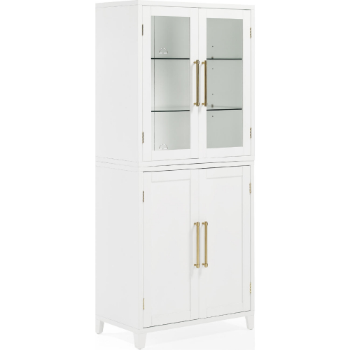 Roarke Pantry Storage Cabinet With Glass Door Hutch White