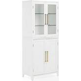 Roarke Pantry Storage Cabinet With Glass Door Hutch White