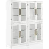 Roarke Kitchen Pantry Storage Cabinet Set in White & Glass (Set of 2)