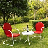 Griffith 3 Piece Outdoor Set: 2 Chairs & Side Table in Red & White Metal