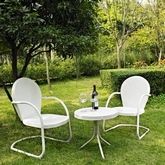 Griffith 3 Piece Outdoor Set: 2 Chairs & Side Table in White Metal