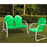 Griffith 2 Piece Outdoor Set: Loveseat & Chair in Green Metal