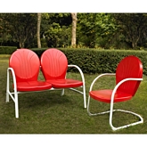 Griffith 2 Piece Outdoor Set: Loveseat & Chair in Red Metal