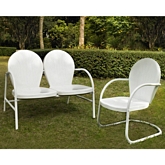 Griffith 2 Piece Outdoor Set: Loveseat & Chair in White Metal