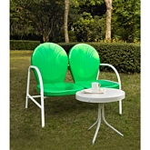 Griffith 2 Piece Outdoor Set: Loveseat & Table in Green Metal