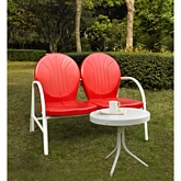 Griffith 2 Piece Outdoor Set: Loveseat & Table in Red Metal