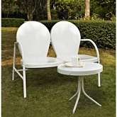 Griffith 2 Piece Outdoor Set: Loveseat & Table in White Metal