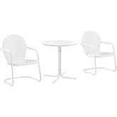 Griffith 3 Piece Outdoor Bistro Table & 2 Chairs Set in White Gloss & Satin Metal