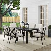 Kaplan 7 Piece Outdoor Dining Set in Oil Rubbed Bronze & Oatmeal Cushions