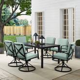 Kaplan 7 Piece Outdoor Dining Set in Oil Rubbed Bronze & Mist Cushions