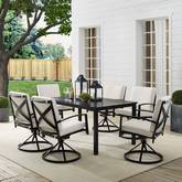 Kaplan 7 Piece Outdoor Dining Set in Oil Rubbed Bronze & Oatmeal Cushions