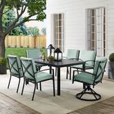 Kaplan 7 Piece Outdoor Dining Set in Oil Rubbed Bronze & Mist Cushions