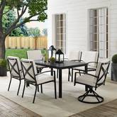 Kaplan 7 Piece Outdoor Dining Set in Oil Rubbed Bronze & Oatmeal Cushions