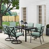 Kaplan 7 Piece Outdoor Dining Set in Oil Rubbed Bronze & Mist Cushions