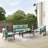 Kaplan 4 Piece Outdoor Sofa Set in Oil Rubbed Bronze & Mist Cushions
