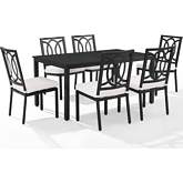 Chambers 7 Piece Outdoor Dining Set in Black Metal & Cream Fabric