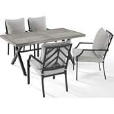 Otto 5 Piece Outdoor Dining Set in Black Metal & Gray Fabric