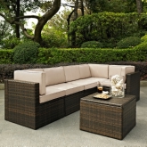 Palm Harbor 6 Piece Outdoor Modular Sectional Sofa Set in Resin Wicker w/ Sand Cushions